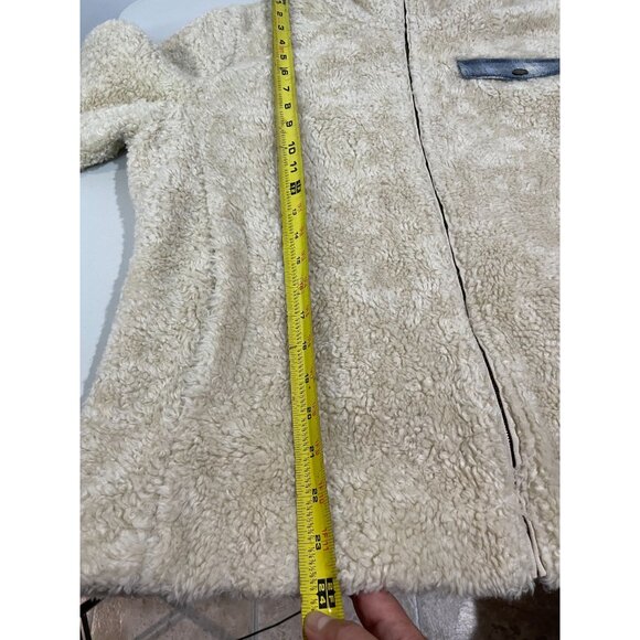 Pendleton Beige Sherpa Fleece Jacket L/G Full Zip Plaid Lining Womens Outerwear - Picture 11 of 16